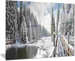 絵画 Winter Mountains Blue Snowy Mountains, Watercolor Landscape - Canvas Wall Art